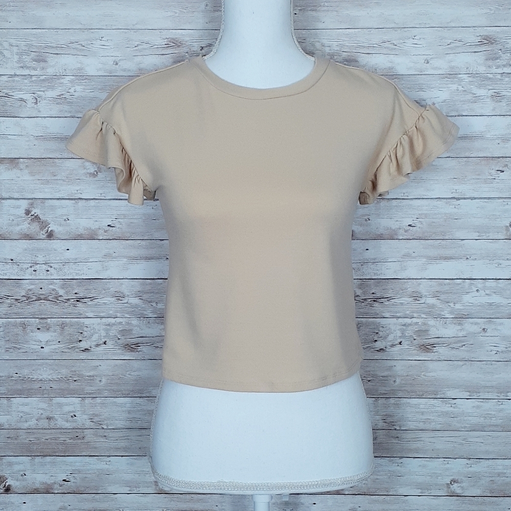 Material Girl Cropped Top Ruffle Sleeve XS 260